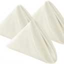 Bailarina Cloth Napkins Set of 120, 17x17 inches Dinner Napkins Cloth Washable, Polyester Square Table Cloth Napkin Bulk with Hemmed Edges Ideal for Banquets, Parties and Weddings-Ivory