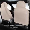 HChengkikz Car Seat Covers, Breathable and Waterproof Leather Seat Covers, Luxury PU Universal Fit Automotive Airbag Compatible for Most Cars Sedans SUV and Truck (2 Pieces, Front Seat, Beige, N1)