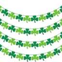St Patricks Day Decorations - 4PCS Shamrock Garland Banner for Irish Party Supplies, DIY Clover Hanging Banners for Home Mantel Wall Decor, 8.2ft Long, Green & Light Green Felt