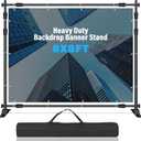 8 x 8 FT Banner Stand Kit, Adjustable Backdrop Stand for Parties, Heavy-Duty Photography Step and Repeat Stand with Portable Bag for Birthdays, Promotions, Exhibitions (Banner Not Included)