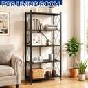 5-Tier Folding Storage Shelf with Wheels, Heavy-Duty Metal Shelving Unit, No Assembly Foldable Bookshelf, Rolling Storage Rack for Garage, Kitchen, Pantry, Closet, Office, Laundry Room, Black