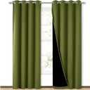 NICETOWN 100% Blackout Curtain Set, Thermal Insulated & Energy Efficiency Window Draperies for Guest Room, Full Shading Panels for Shift Worker and Light Sleepers, Olive Green, 52W x 84L, 2 PCs