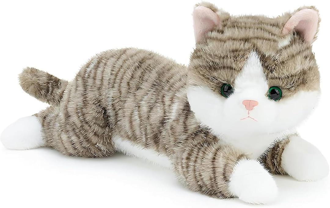 19 inch 3 Lbs Cat Weighted Stuffed Animals, Realistic Weighted Cat Stuffed Animal, Sensory Comfort Plush Throw Pillow, Soft Kawaii Stuffed Kitty Plush Toy Gift for Adults Kids Youth (Brown Tabby Cat)