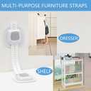YEYA Upgraded No Drill Furniture Wall Anchor for Baby Proofing, Child Safety Cabinet Strap Locks 4 Pack White