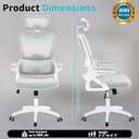 Ergonomic Office Chair,Mesh Office Chair with Lumbar Support,High Back Desk Chair with Flip-up Arms,400 lbs Big and Tall Computer Chair with Headrest,Comfy Desk Chairs (Light Grey), Standard