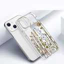 luolnh Compatible with iPhone 15 Case,for Women Girls,Shockproof Clear Floral Pattern Hard Back Cover for iPhone 15 6.1" 2023 -Barley Flower