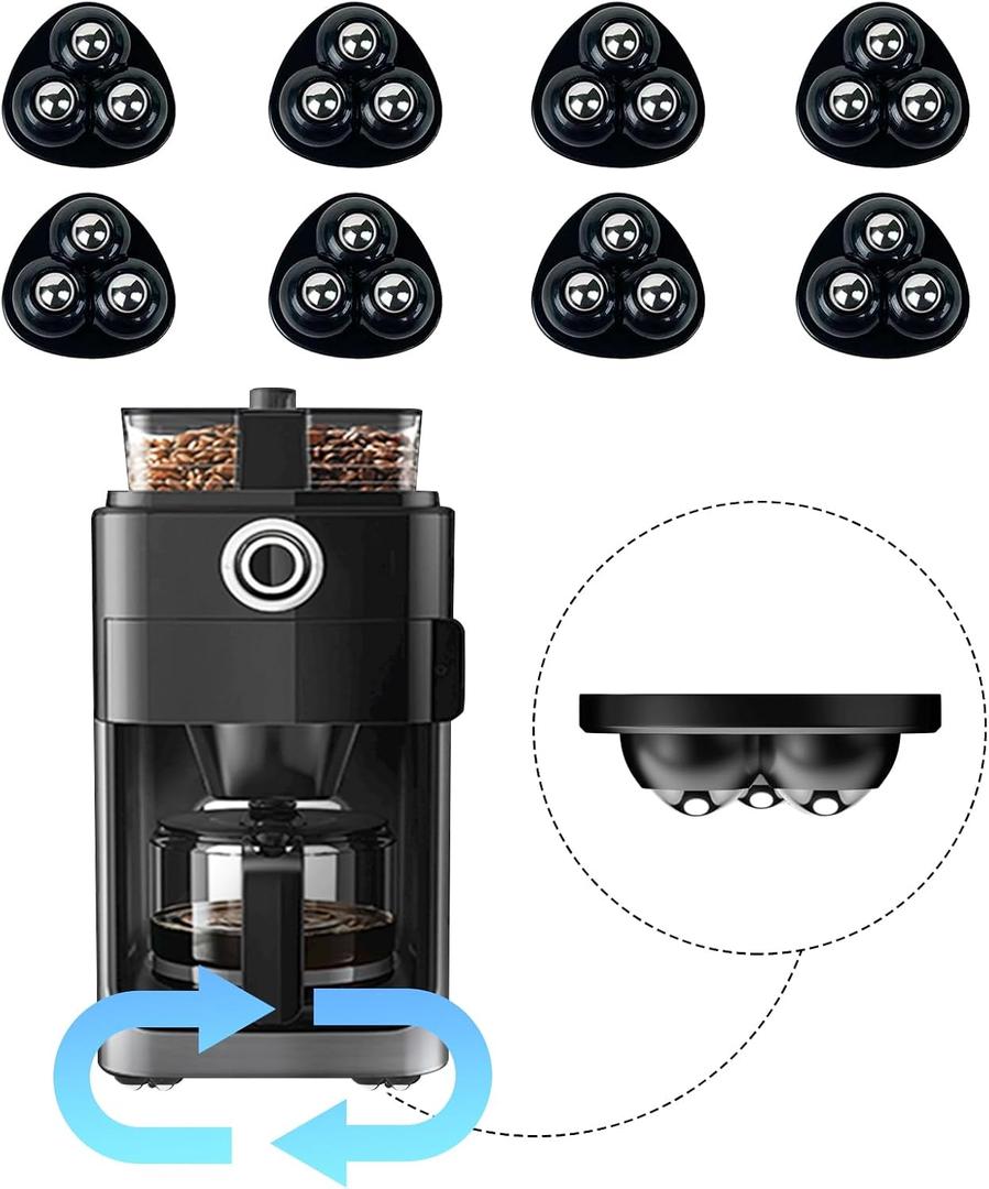 Appliance Casters  Furniture Sliders & Appliance Rollers for Kitchen, Coffee Machine, Blender, Oven  Helps Mom or Wife Easily Solve Countertop Sliding (Black, 8pcs)