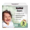 Kirkland Signature Diapers, Size 3 (16-28 Pounds), 222 Count