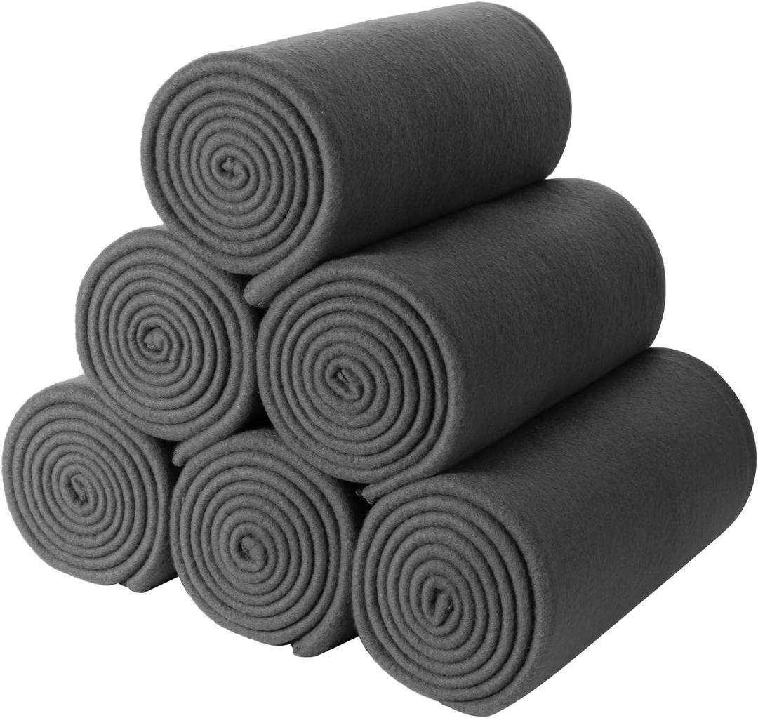 CAI TENG Fleece Throw Blanket Pack of 6 Blankets Bulk for Couch Bed 50x60 Kids Blanket Polar Fleece Fabric Soft Cozy Travel Blankets Lightweight Small Throws Wedding Gifts Yard Dark Grey