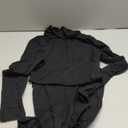 WDIRARA Women's Front Split Long Sleeve Shirt Dress High Neck Long Asymmetrical Hem Slim Fit Blouse Top (Medium, Black)