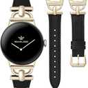 Wearlizer Leather Bands Compatible with Google Pixel Watch 4/3 41mm/Pixel Watch 2/1 Band Women, Dressy Designer Slim Leather Strap with D-Shape Metal Buckle for Pixel Smartwatch Accessories