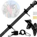 NQ 5FT Flag Pole Kit with Holder - Stainless Steel Wall Mounted Flagpole with Bracket and Flag Ring, Heavy Duty for Porch, Yard, Outdoor (Black)