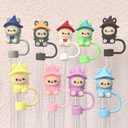 10mm Silicone Straw Covers for Stanley Cup 30&40oz (9-Pack) - Reusable Dust-Proof Straw Topper Caps & Lid Accessories
