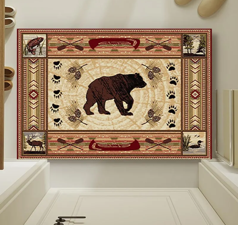 Rustic Lodge/Cabin Bear Area Rug, 4.6×1.19"