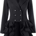 Laku Women's Tuxedo Gothic Tailcoat Jacket Steampunk VTG Victorian Coat Wedding Uniform (Medium, Black)