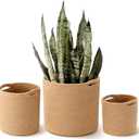 Xuhal 3 Pcs Plant Basket Woven Storage Basket Boho Planter Baskets Modern Woven Flower Tree Pots for Home Decor Blankets Organization (Khaki)