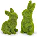 MicoSim Easter Bunny Decorations,Resin Moss Bunny Figurine,Garden Artificial Moss Rabbit Easter Décor Easter Party Favors Gifts(Small2pcs)