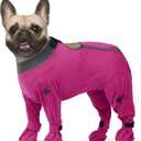 ROZKITCH Dog Recovery Suit After Surgery, Prevent Licking & Shedding, Dog E-Collar Alternative Four-Sleeve with Adjustable Leg Straps & Belly Access, Post-Surgery Bodysuit for Medium Dogs Rosered M