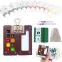 Tobios Watercolor Set Tobios Mini Watercolor Paint Set Travel Watercolor Sets Mini Paint Pad Pocket Artist Watercolour Travel Sets Pocket Watercolour Kit Portable Paint Palette (Pine green9 Grids)