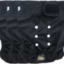 Washable Female Dog Diapers - Premium Reusable Diapers for Doggie in Heat - Highly Absorbent Dog Diapers Female for Pet Incontinence with Adjustable Snaps(Black, M) 