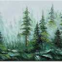 Alenoss Hand Painted Modern 3D Abstract Oil Painting 24x48 Inches Large Forest Landscape Textured Canvas Wall Art Green Artwork for Wall Decoration
