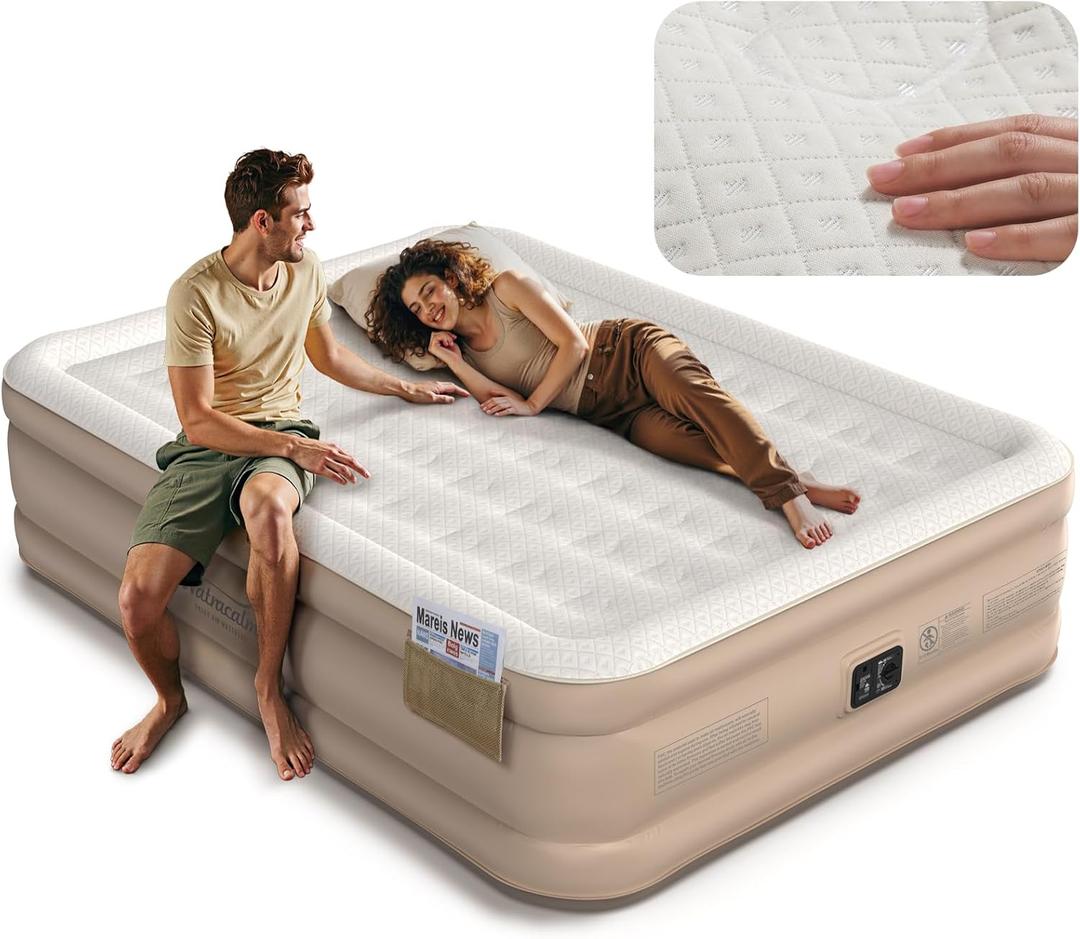 Queen Air Mattress with Built in Pump, Inflatable Blow up Mattress Queen Size