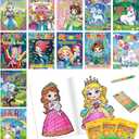 Yexiya 72 Pcs Mini Coloring Books Bulk with 72 Pcs Crayons for Kids Princess Unicorn Fairy Mermaid Coloring Books with Magical Themes for Girls Birthday Goodie Bags Stuffers Return Gifts