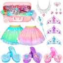 19 Pcs Princess Dress Up Shoes Gift Set, Girls Role Play Dress Up Toys & Costumes Set, Toddler Pretend Jewelry Boutique Kit Gift for Little Girls Aged 3 4 5 6 Years Old