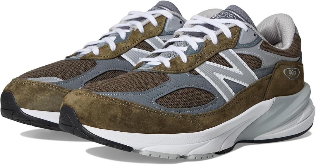 New Balance Unisex Made in USA 990 V6 Sneaker,Olive/Grey, Men 8 / Women 9.5 X-Wide