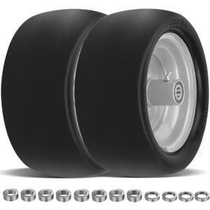 2 Pcs Upgrade 13x6.50-6 Lawn Mower Tires Flat Free with 3/4" 1/2" 5/8" Bearing, 13x6.50-6 Zero Turn Mower Front Tires, 13x6.5-6 Flat Free Lawn Mower Tires for Commercial Grade, 5.5"-7.5" Centered Hub, 3/4 1/2 5/8 Precision Bearing
