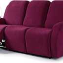 VANSOFY Recliner Cover, 3-Pieces Stretch Reclining Couch Covers with Pockets Reclining Sofa Slipcovers 3 Seater Soft Washable Furniture Protector for Dogs Cats(Burgundy)