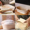 Sourdough Bread Baking Supplies, 2 Pack Banneton Bread Proofing Basket 10 inch Round & 10 inch Oval Proofing Bowls for Sourdough Bread with Liner Making Baking Fermentation Tools