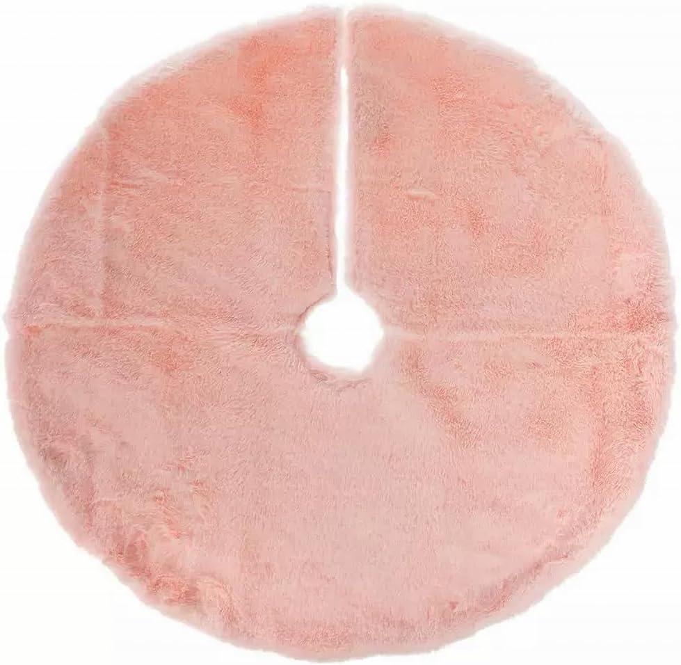 Mini Christmas Tree Skirts for Tiny and Small Holiday Christmas Trees (Light Pink Plush 18in)