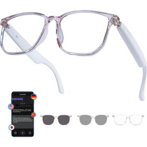 Smart Bluetooth Glasses, AI Voice Translation Eyewear with Integrated Speakers and Microphone, Hands-Free Calling & Music for Sports, Driving and Business, IP65 Rated, Unisex Design