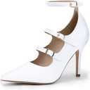 IDIFU IN4 Women's Pumps High Heels Dress Shoes for Women Closed Toe Strappy Heels Wedding Comfortable Dressy Formal Stiletto Ankle Strap Pointed Toe Three Strap Heels Pump Shoes, Size 6