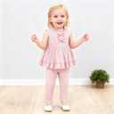 Toddler Girl Clothes Baby Girl Spring Summer Outfits 2Pcs Ruffle Sleeveless Top and Pants Set for 1-5 Years (Pink)