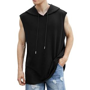 SOLY HUX Men's Plus Size Sleeveless Hoodies Workout Gym Hooded Tank Tops Muscle Shirts Bodybuilding Cut Off T Shirt Black 2XL
