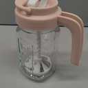 Papablic Glass Breastmilk Pitcher, Formula Mixing Pitcher with Mixing Handle Lid, Wide Mouth Mason Jar Mixer with Flip Locking Spout, Easy to Clean, BPA Free, Pink