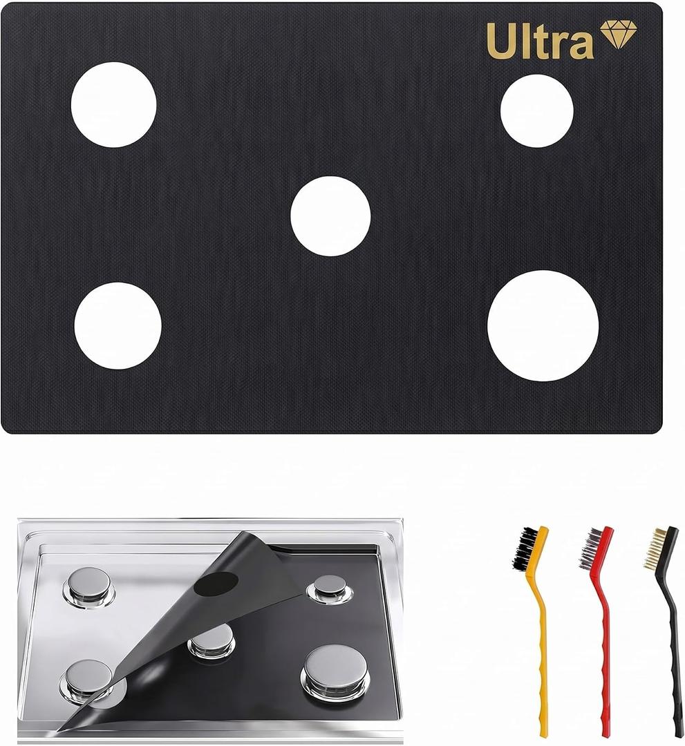 Stove Top Protector for Frigidaire Gas Range - 1 Pcs (Ultra Version)>0.6MM Thickened Reusable Splatter Guard Liner, Only Compatible with FFGF3054TS FFGF3054TB FFGF3054TW, 3 Free Cleaning Brushes