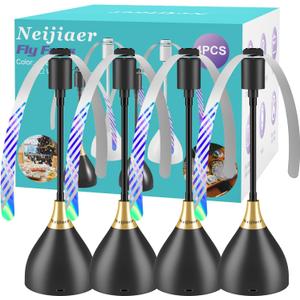 Fly Fans for Tables, Practical Fly Repellent Fan with Soft Blades, USB or Batteries Powered, Soundless and Portable Keeps Your Food Clean(4 Pack) (Black)