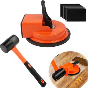 Floor Gap Fixer Tool, Newly Laminate Floor Gap Repair Tool, Enhanced Vacuum Suction Cup, Floor Suction Cup Tool for Gaps, Vinyl, Wood & Tile Flooring (Orange with Hammer)