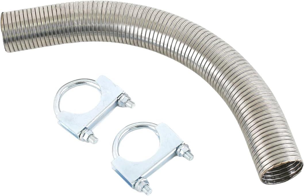 2" x 16.5" Length Universal stainless steel Exhaust Flex Pipe with 2x Metal Steel U Bolt Clamps