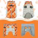 Lelepet Warm Dog Winter Coat Dog Coats for Large Dogs Waterproof Dogs Jacket with Harness Built in Reflective Cold Weather Coats Zip-Up Winter Fleece Vest Snowsuit Boston Terrier Orange Plaid L
