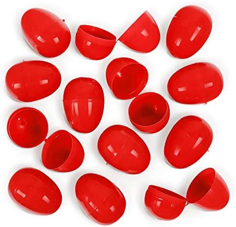 American Carnival Mart 60 Pack of Red Bulk Hinged Easter Eggs in Poly Bag Fillable for Easter Egg Hunt and Tossing Gifts 2-1/3"