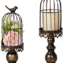 Birdcage Candle Holder, Vintage Candle Stick Holders, Wedding Candle Centerpieces for Tables, Iron Candlestick Holder Home Decor (Black-1)