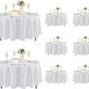 Fitable 8 Pack Round Tablecloths: Stain Resistant Wrinkle Free Circle Table Clothes, Washable Reusable Polyester Table Covers for Wedding Party Birthday Banquet Reception(White, 84 Inch) (84 inch Round,8 Pack)