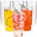 Hioasis 12pcs Clear Plastic Tumblers - 14oz Reusable Cups, BPA-Free & Dishwasher Safe for Beer, Iced Coffee, Juice, and Cold Drink