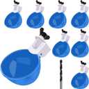 3 x Darcvds Professional Chicken Waterer Cups, 8 Packs Blue Large Chicken Water Feeder, Tee Fittings Poultry Waterer Suitable for Duck, Chicks, Goose, Turkey, Bunny and Bird with Mounting Hole Opener