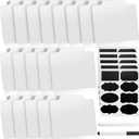 Chinco 25 Pieces Basket Labels Clips Removable Bin Tags Includes 18 Kitchen Bin Label Holders PVC Clip Basket Tags with 2 Chalk Markers and 5 Sheets Chalkboard Tags for Organization(White Board)