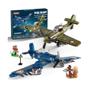 WW2 Military Plane Building Sets Compatible with Lego, Create US F4U & UK Spitfire Fighter Jet Models Toys, Great Army Airplane Aircraft Gifts for Boys Kids